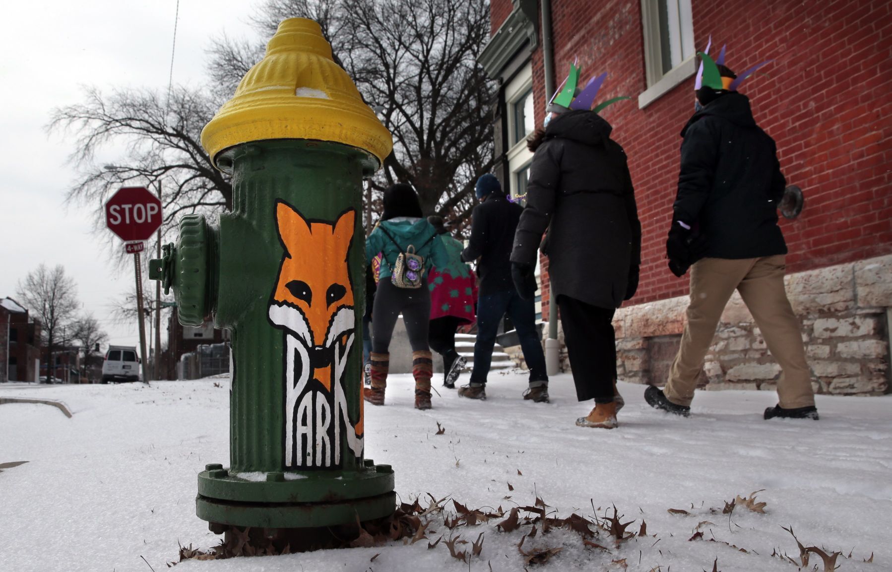 Snow parade through Fox Park